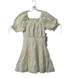 Rachel Parcel Ivory Puff Sleeve Mini Dress Eggshell Women’s Small